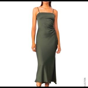 Zara dark green satin dress